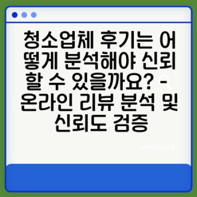 청소업체 선택 가이드: 꼼꼼한 평가로 최고의 청소 서비스 찾기