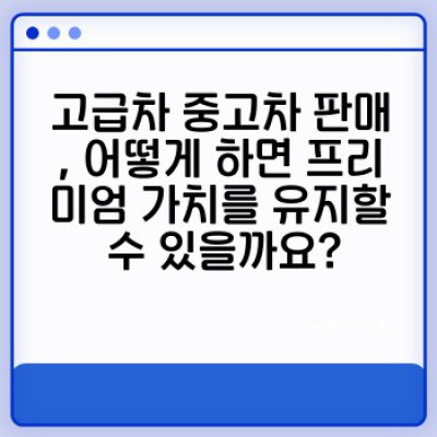고급차 중고차 판매: 프리미엄 가치 보존을 위한 전문 전략과 성공적인 판매 노하우