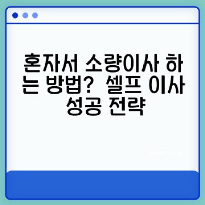 원룸 이사, 소량이사 완벽 가이드: 비용 절감 & 시간 단축 전략