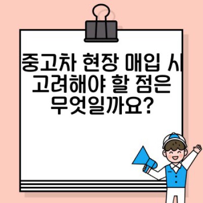 중고차 현장 매입 완벽 가이드: 시세 확인부터 신속 거래 노하우까지!