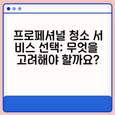 청소 완벽 가이드: 프로페셔널 청소 서비스 선택부터 나만의 청소 전략까지